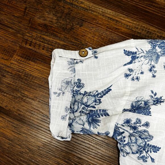 Spiaggia Dolce Size Medium 100% Cotton blue floral pull over - Picture 5 of 8